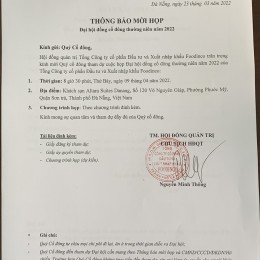 THƯ MỜI ĐẠI HỘI CỔ ĐÔNG NĂM 2023